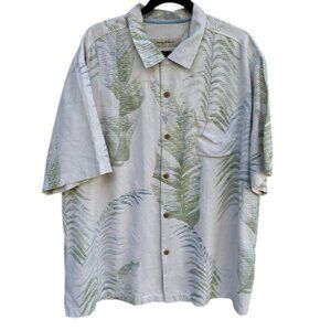 Tommy Bahama Vintage Silk Mens Tropical Leaf Print Athleisure Button-Up Shirt‎ L